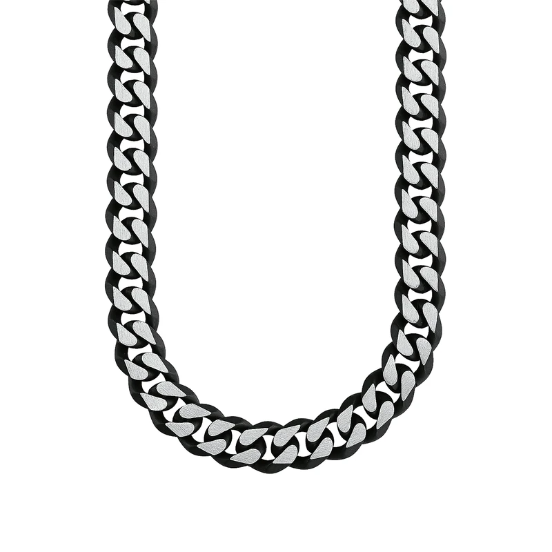 s.Oliver Necklace Men Sets, 50 cm, Black, Comes in jewelry gift box, 9954469