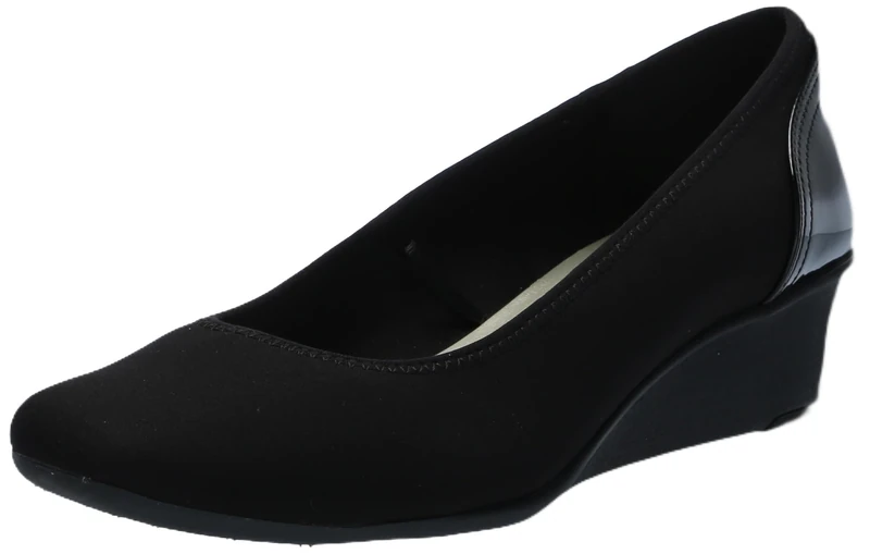 Anne Klein Sport Women's Wisher Fabric Wedge Pump, Black, 7 UK