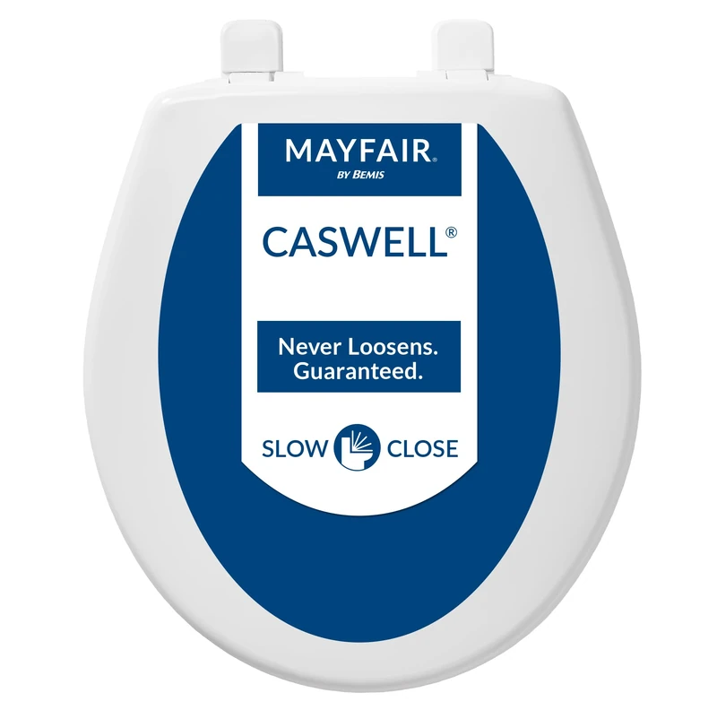 Mayfair 880SLOW 000 Caswell Toilet Seat Will Slowly Close and Never Loosen Long Lasting Plastic, White, Round - Image 1