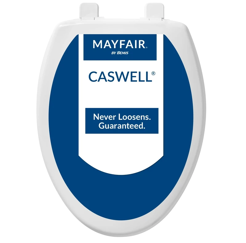 Mayfair 1880SLOW 000 Caswell Toilet Seat Will Slowly Close and Never Loosen, White, Elongated
