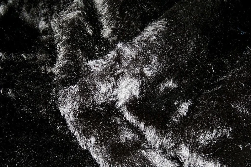 Super Luxury Faux Fur Fabric Material - Plush Black, 1Mtr - 150cmx100cm - 60"x39" in