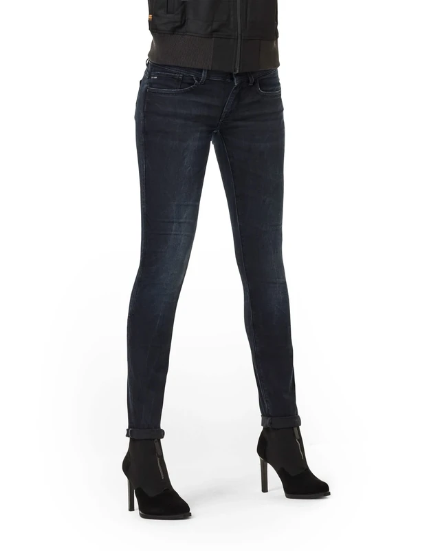 G-STAR Women's Lynn Mid Waist Skinny Jeans Jeans, Blue (Dk Aged 60885-6545-89), 24W / 32L