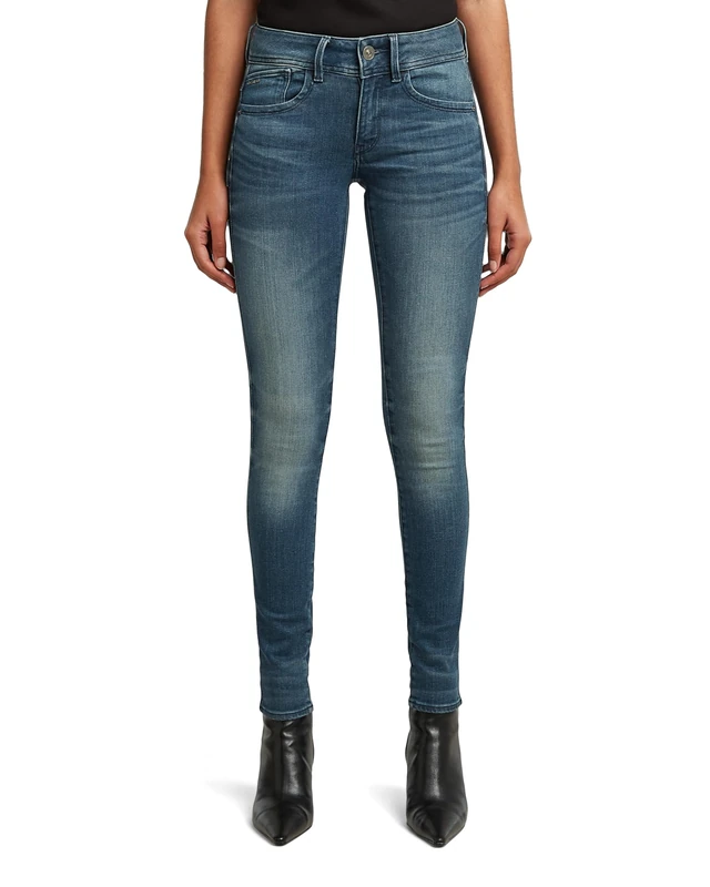 G-STAR Women's Lynn Mid Waist Skinny Jeans Jeans, Blue (Medium Aged 60885-6550-071), 30W / 30L