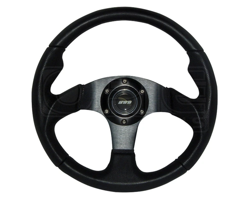 Mountney M32M311B M Range Steering Wheel ,With Black Anodised Center, 3 Spoke in Black Leather ,320mm in Size