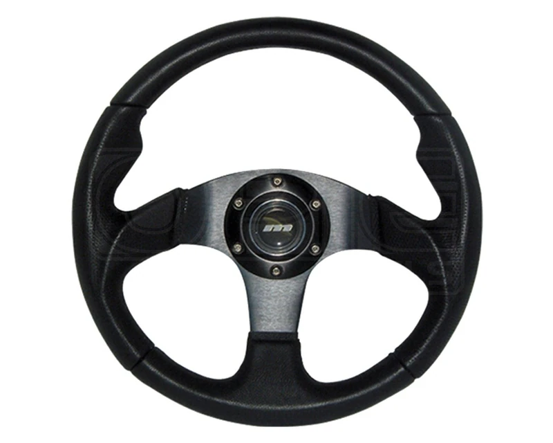 Mountney M32M311B M Range Steering Wheel ,With Black Anodised Center, 3 Spoke in Black Leather ,340mm in Size