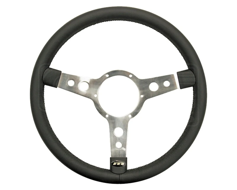 Mountney 33SPVB 3 Spoke, Polished Center, Semi - Dished, Black Vinyl