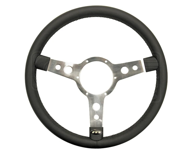 Mountney 43SPVB Polished Center Semi - Dished 3 Spoke, Black Vinyl