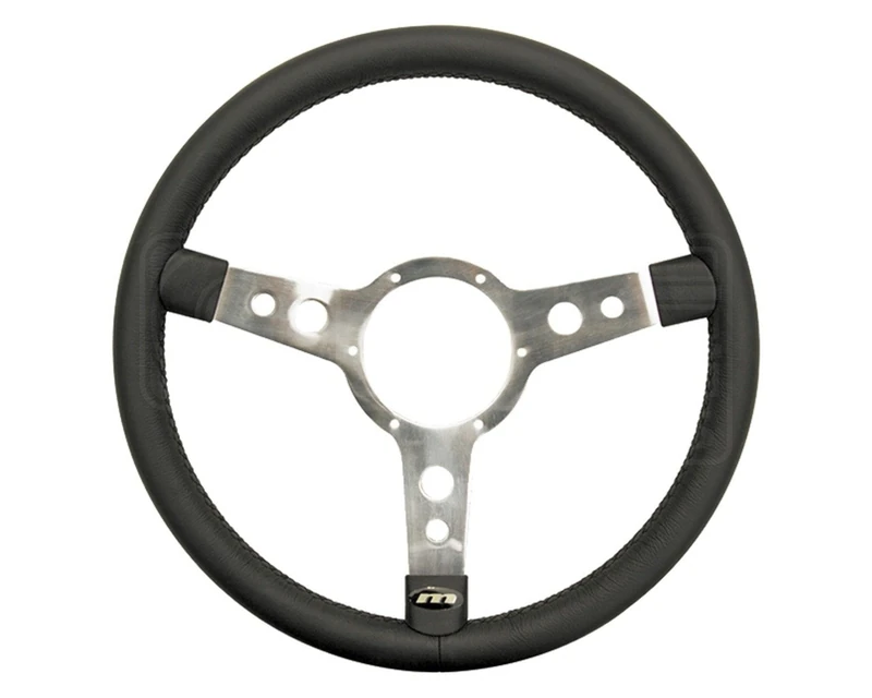 Mountney 53SPVB Polished Center Semi - Dished 3 Spoke, Black Vinyl - Image 1