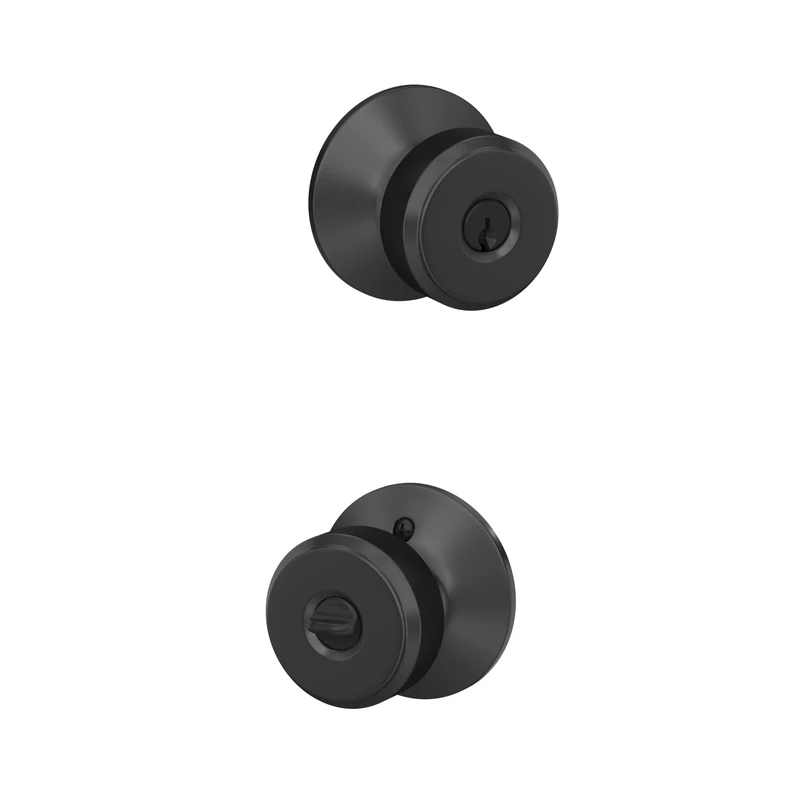 SCHLAGE F51ABWE622 Bowery Door Knob Keyed Entry Lock, Matte Black, Standard