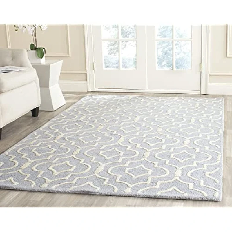 Safavieh Modern Indoor Hand Tufted Rectangle Area Rug, Cambridge Collection, CAM141, in Light Blue / Ivory, 183 X 274 cm for Living Room, Bedroom or Any Indoor Space