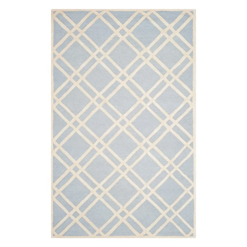 Safavieh Modern Indoor Hand Tufted Rectangle Area Rug, Cambridge Collection, CAM142, in Light Blue / Ivory, 122 X 183 cm for Living Room, Bedroom or Any Indoor Space