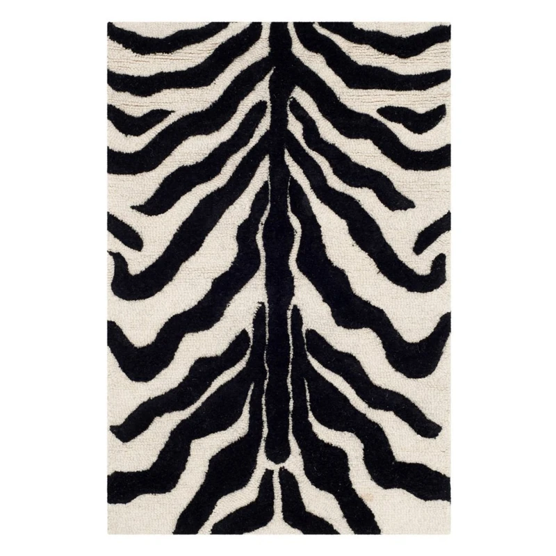 Safavieh Animal Print Rug for Living Room, Dining Room, Bedroom - Cambridge Collection, Short Pile, in Ivory and Black, 200 x 200 cm - Image 1