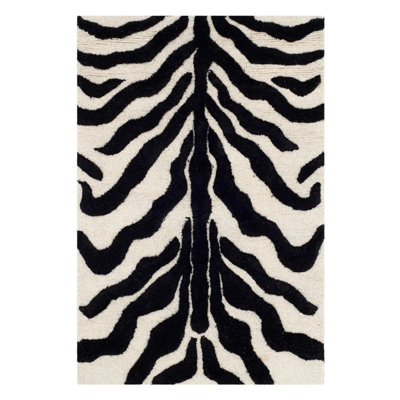 Safavieh Animal Print Rug for Living Room, Dining Room, Bedroom - Cambridge Collection, Short Pile, in Ivory and Black, 200 x 200 cm
