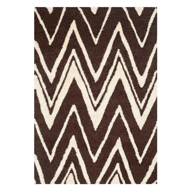 Safavieh Modern Indoor Hand Tufted Rectangle Area Rug, Cambridge Collection, CAM711, in Brown / Ivory, 91 X 152 cm for Living Room, Bedroom or Any Indoor Space
