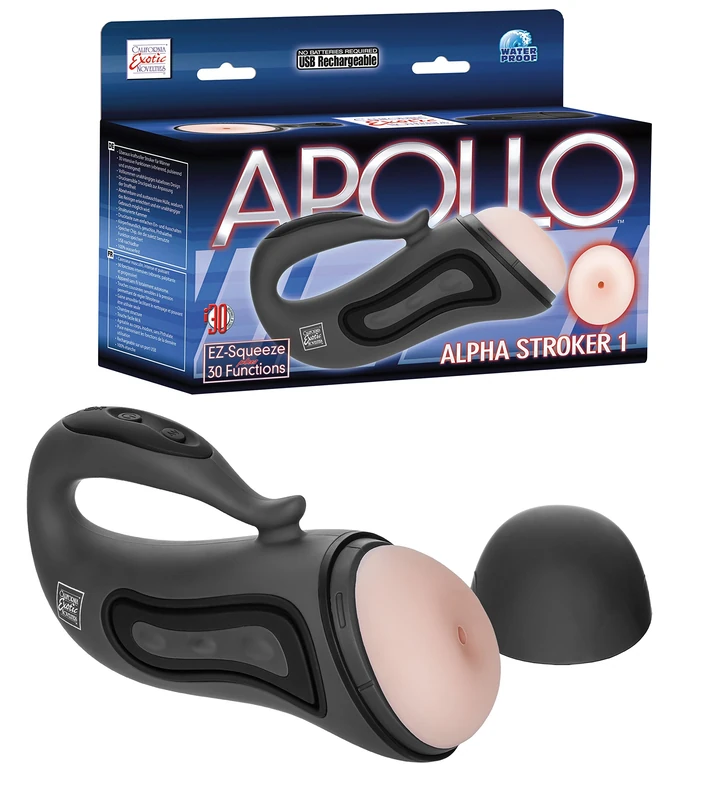 Apollo Alpha USB Rechargeable Vibrating Butt Male Masturbator Black