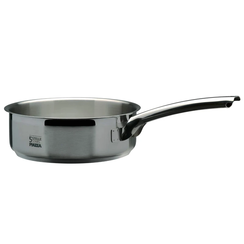 Piazza 090124 "5 Stars Shallow Saucepan, 24 cm Diameter, 8 cm Height, 3.6 litres Capacity, Stainless Steel, 3.6 liters, Silver