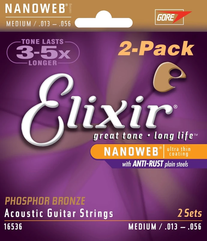 Elixir 16536 Acoustic Guitar Strings (Pack of 2)