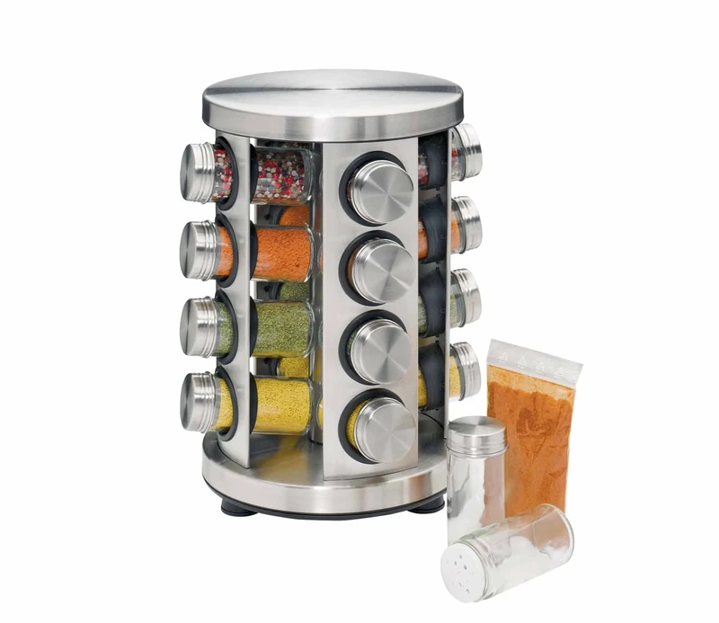 Küchenprofi Spice Rack, Round, Stainless Steel and Glass for summer 2014