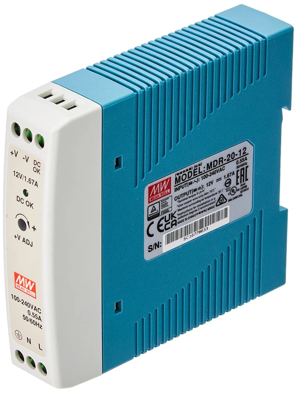 Mean Well Din-Rail power supply 20W 12V 1,67A ; MeanWell, MDR-20-12