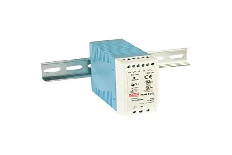 Top-hat rail power supply 50 W 5 V 10 A; MeanWell, MDR-60-5; DIN rail power supply