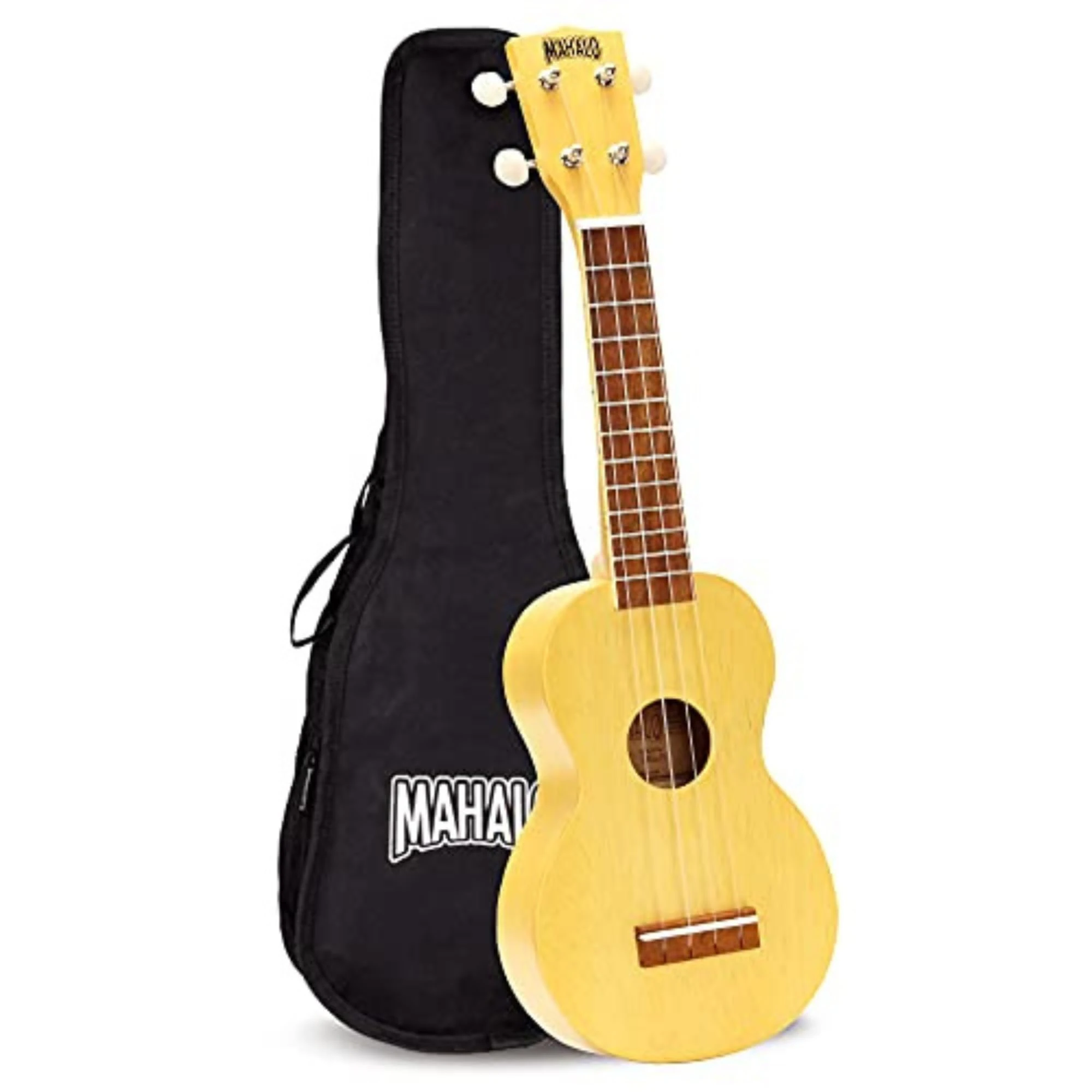 Mahalo Kahiko Soprano Ukulele for Beginners, Quality Musical String Instrument with Geared Machine Head & Instrument Case, Small Ukulele for Kids & Adults, Butterscotch