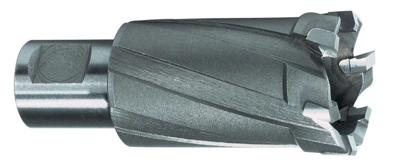 Ruko Tungsten Carbide Core Drill Bit with Cutting Edges and 3/4 inch Weldon Shank, Bright Finish, 22.0 mm Diameter, 84.0 mm Length, R108722
