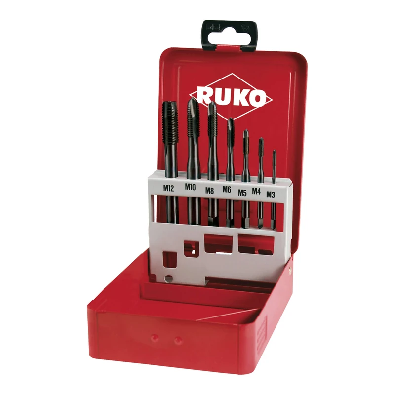 RUKO HSSE-Co 5 VAP Machine Tap Set in Steel Case, Bright Finish, 7 Pieces, R245063