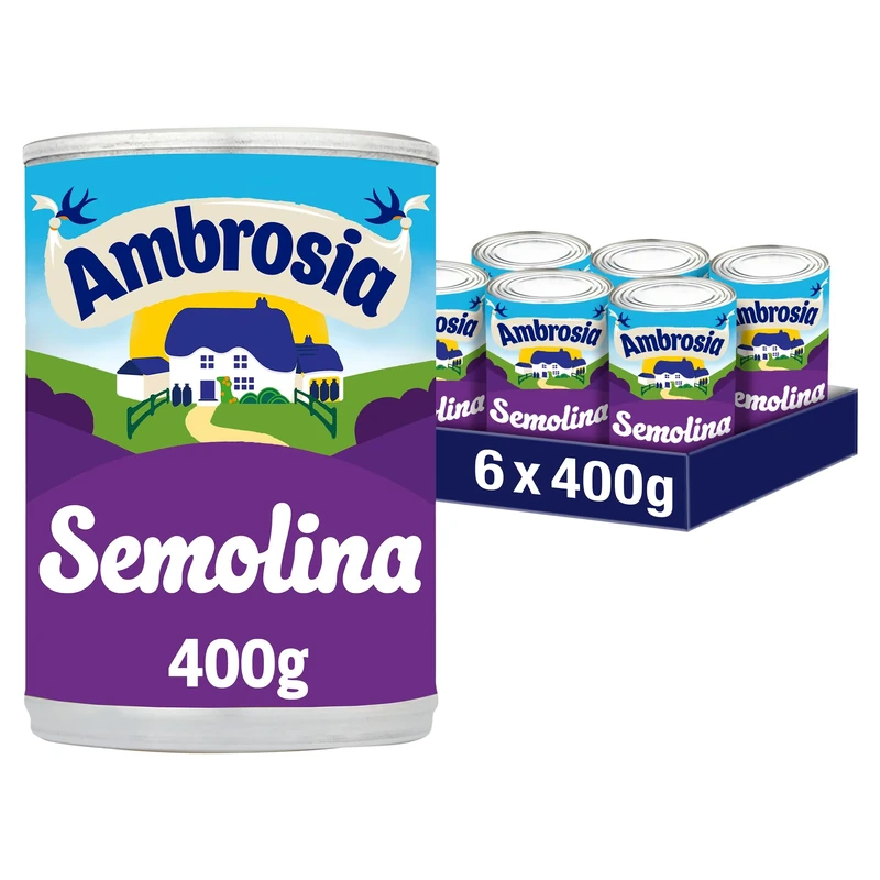 Ambrosia Creamed Semolina, Traditional Recipe, Ready-to-Eat Dessert, 400 g (Pack of 6 Cans)