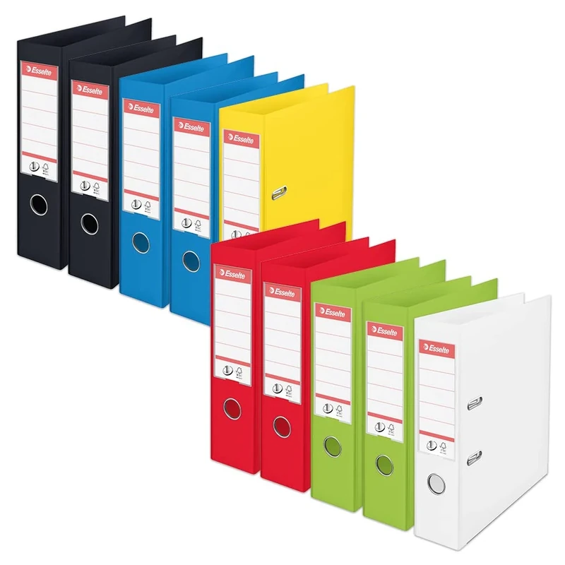 Esselte VIVIDA A4 Lever Arch File, 75 mm Spine, 500 sheets Capacity, PP, Plastic Cover, Files & Folders, Assorted, Pack 10, 628538