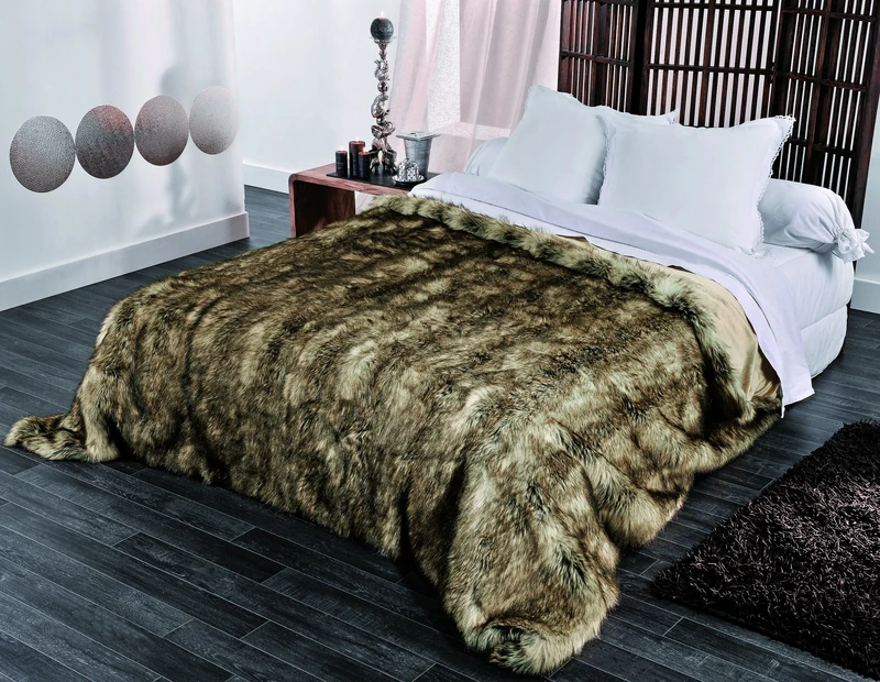 Linder 5011/28 841/250 Bedspread 260 x 250 cm Acrylic/Fur Brown