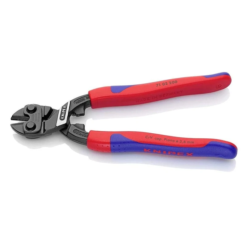 KNIPEX Cobolt Compact Bolt Cutter Self-Service Card with Slim Multi-Component Grips 200 mm, 71 02 200 SB