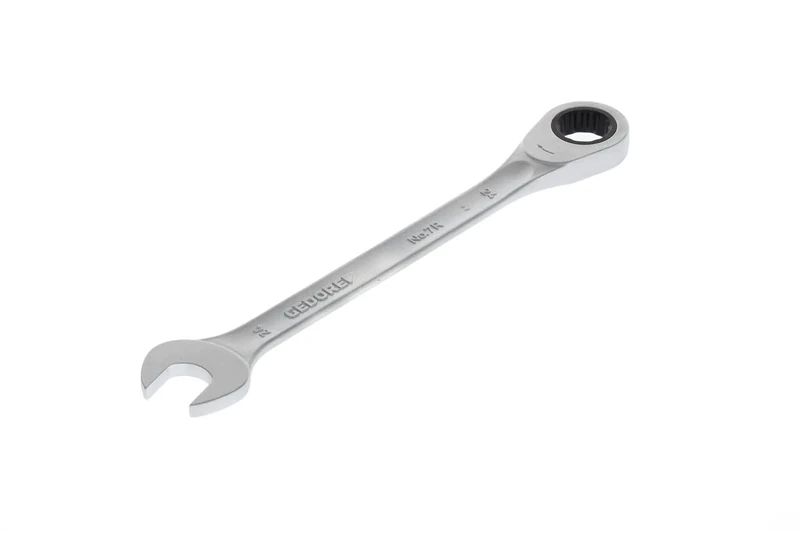 GEDORE Open-ended spanner with ring ratchet, AF 24 mm, Flat, Bi-hex, UD profile, Spanner, 7 R 24