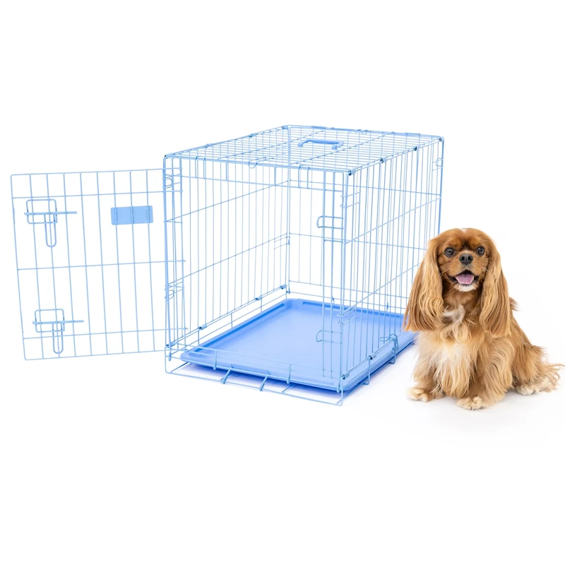 Carlson Blue Secure and Compact Single Door Metal Dog Crate, Small