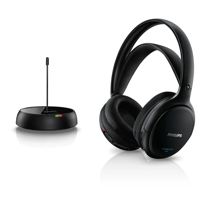 Philips SHC5200/10 Wireless Hi-Fi Over-Ear Headphones (32 mm speaker driver, FM wireless transmission, self-adjusting headband, lightweight design, rechargeable) 25 ohm, black