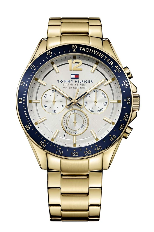 Tommy Hilfiger Men's Quartz Plated and Link Bracelet Watch, Color: Gold (Model 1791121)