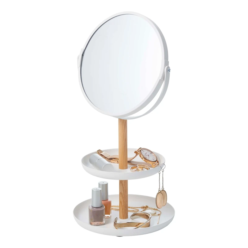 Yamazaki TOSCA MAKEUP MIRROR WITH ACCESSORY TRAY WH,White