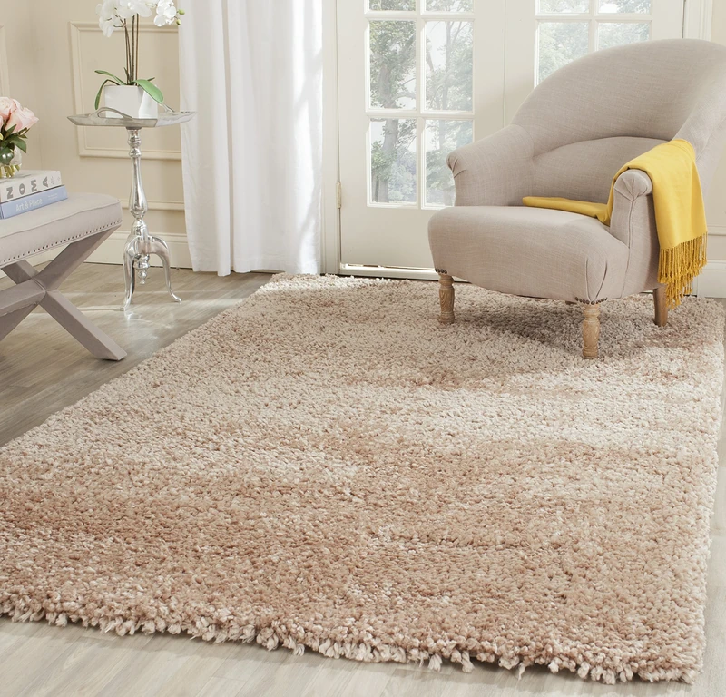 Safavieh Shaggy Indoor Hand Tufted Rectangle Area Rug, Popcorn Shag Collection, SG267, in Beige, 152 X 244 cm for Living Room, Bedroom or Any Indoor Space
