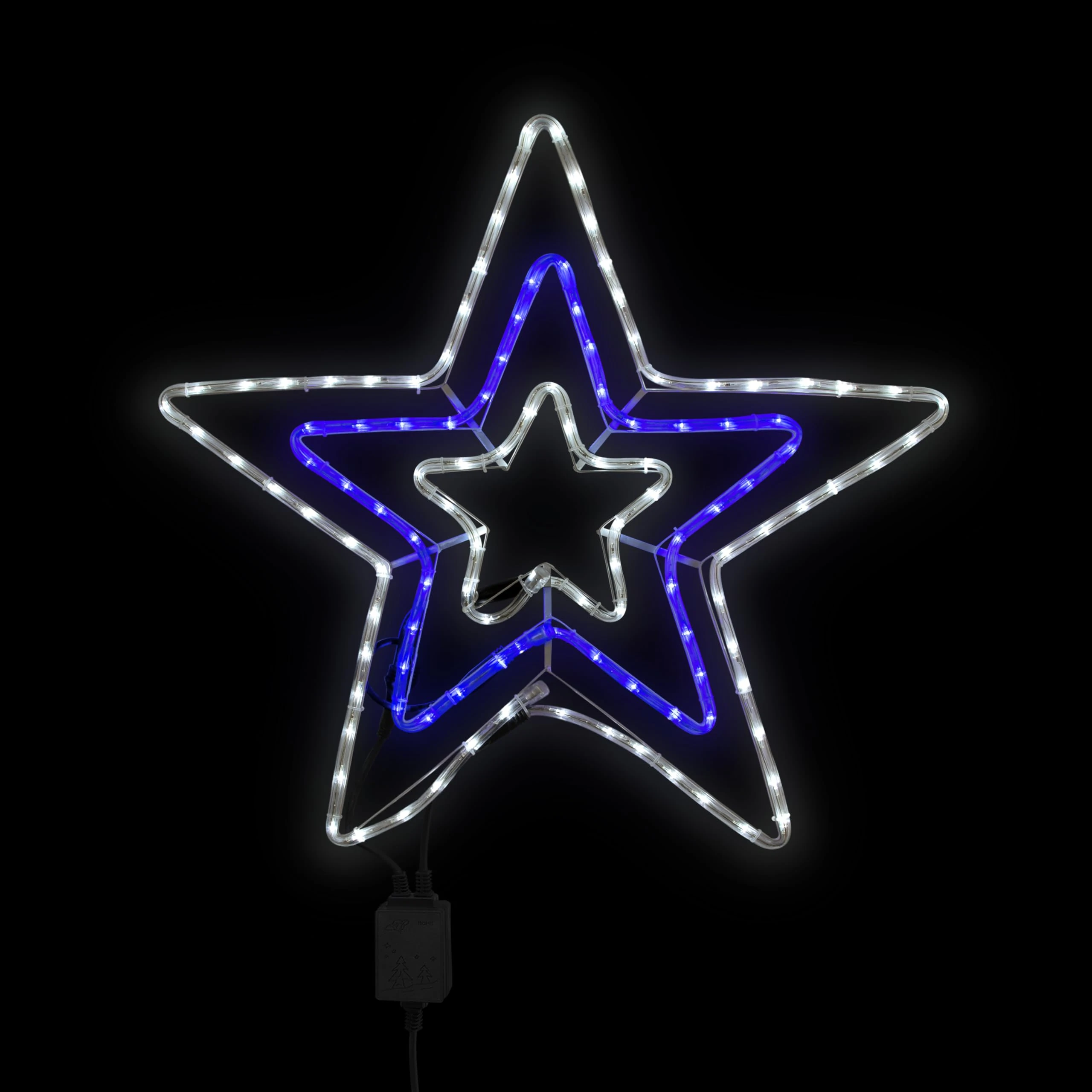 The Christmas Workshop 72590 Bright Star Christmas Window Light | Indoor or Outdoor Christmas Decorations | 120 Blue and White LED Lights | Mains Operated | 72cm x 70cm