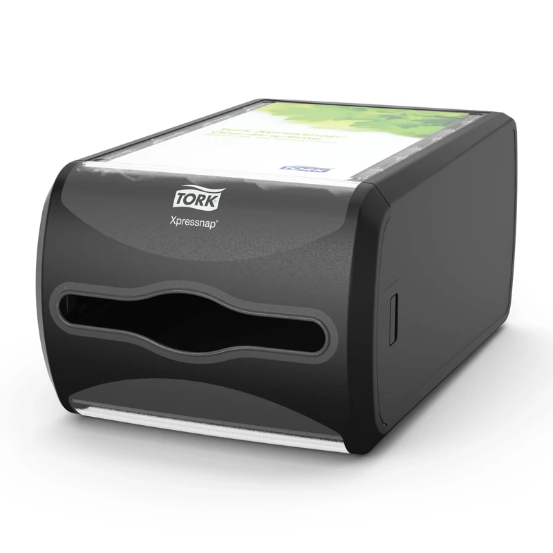 Tork 272511 Xpressnap Counter Napkin Dispenser N4 / Paper Dispenser Suitable for N4 Interfold Napkin Refills / Signature Design / Black