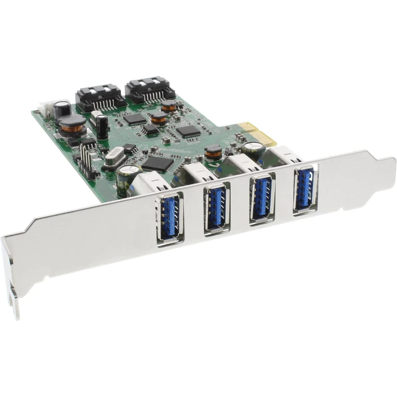 InLine 76664C Interface Card (with SATA II 4 x USB 3.0 2 x, PCIe) Low-Profile Slot Bracket Incl