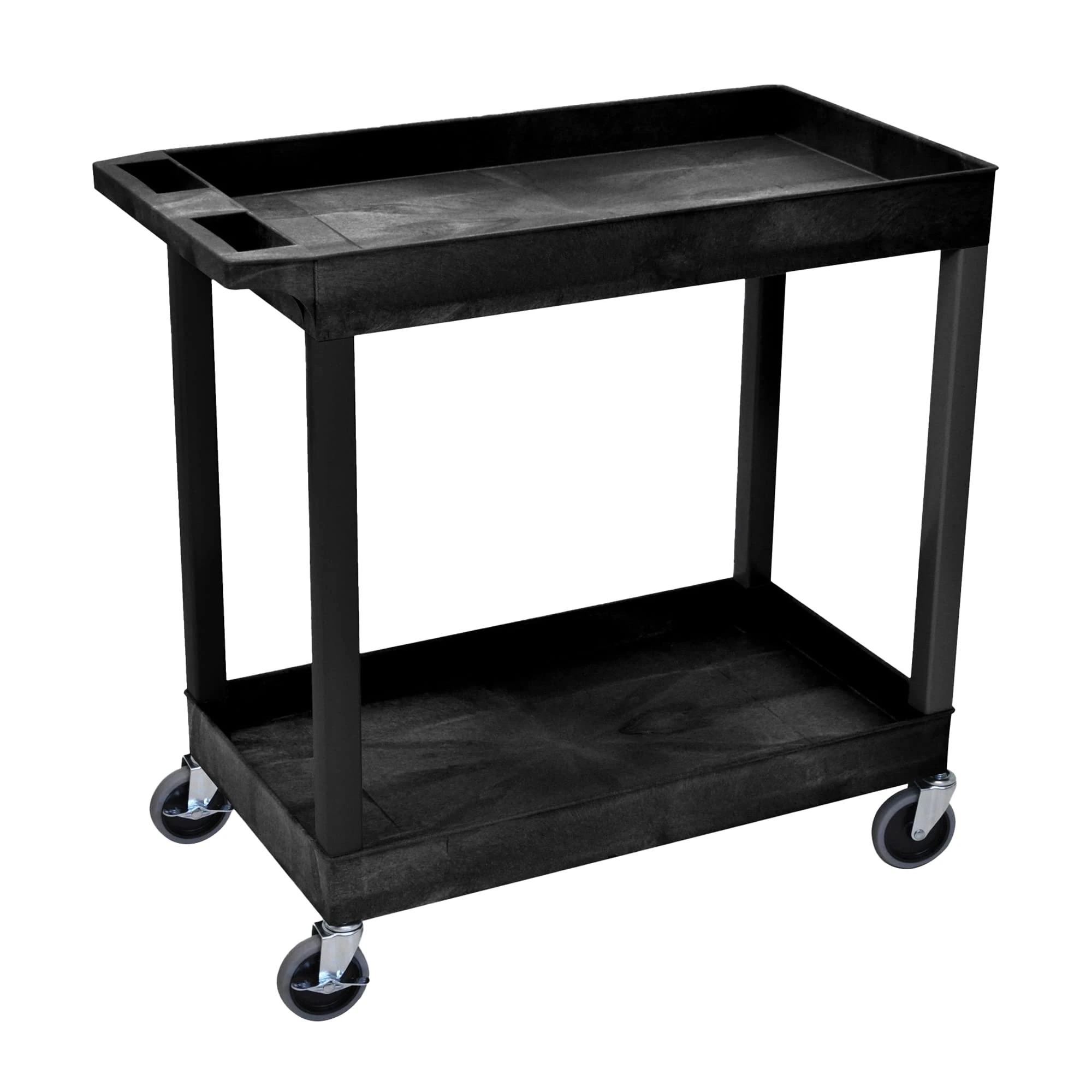 Offex 18 x 32 Inch Heavy Duty Utility Tub Cart with 2 Shelves, Black