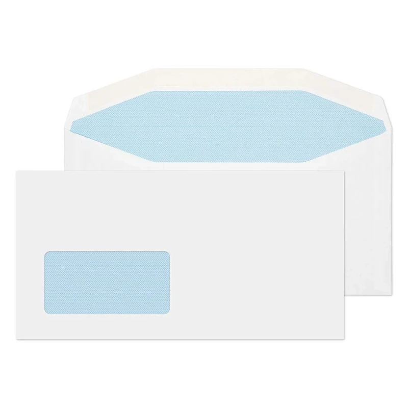 Blake Purely Everyday DL+ 121 x 235 mm 90 gsm Gummed Mailer Low Window Envelopes (3114) White - Pack of 1000