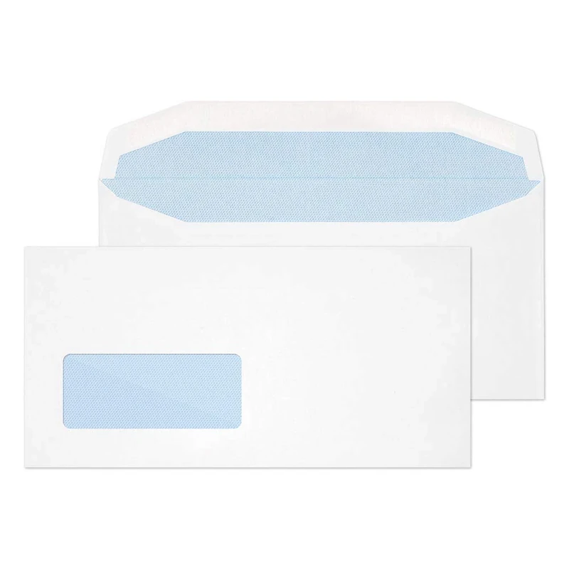 Blake Purely Everyday DL+ 114 x 235 mm 90 gsm Gummed Mailer Low Window Envelopes (3909) White - Pack of 1000