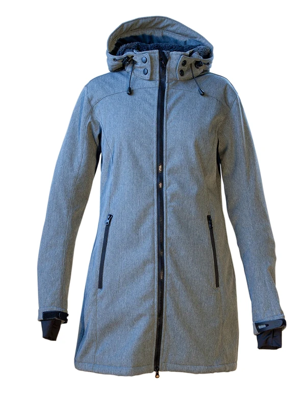 DEPROC-Active Women's Soft Shell Long Coat - Grey/Grey, Size 10