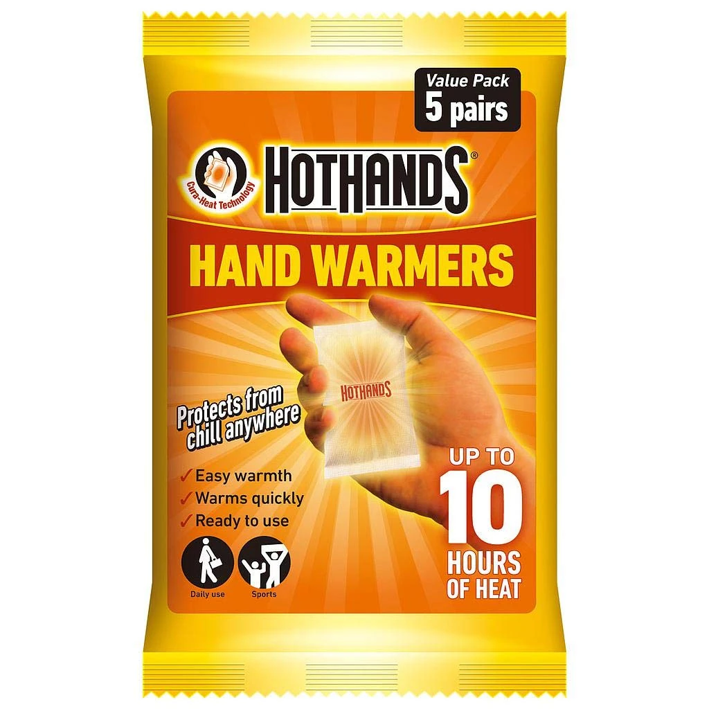 HOTHANDS Hand Warmers Value Pack - Pack total of 20 (10 x 2 sachets) - 10 hours of heat - Air activated - Ready to use, yellow,orange