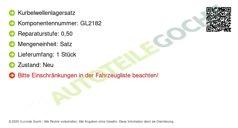 KS KOLBENSCHMIDT MS 1456 A 0.50 Main Bearing