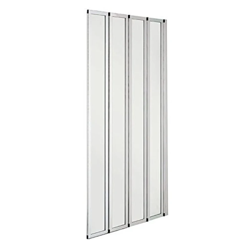 VeeBath NCEU030 Jade 4mm 4-Fold Bi-Fold Concertina Bath Toughened Safety Glass Screen Shower Chrome - 1400x800mm