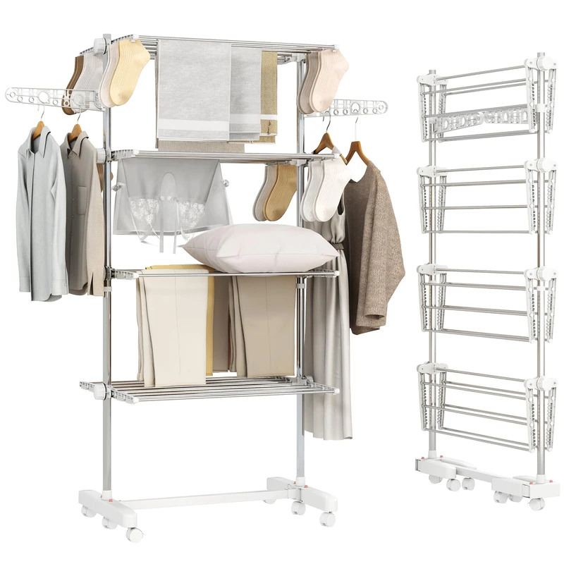 HOMCOM Clothes Rack, Stainless Steel, Silver, 142 x 55 x 172 cm