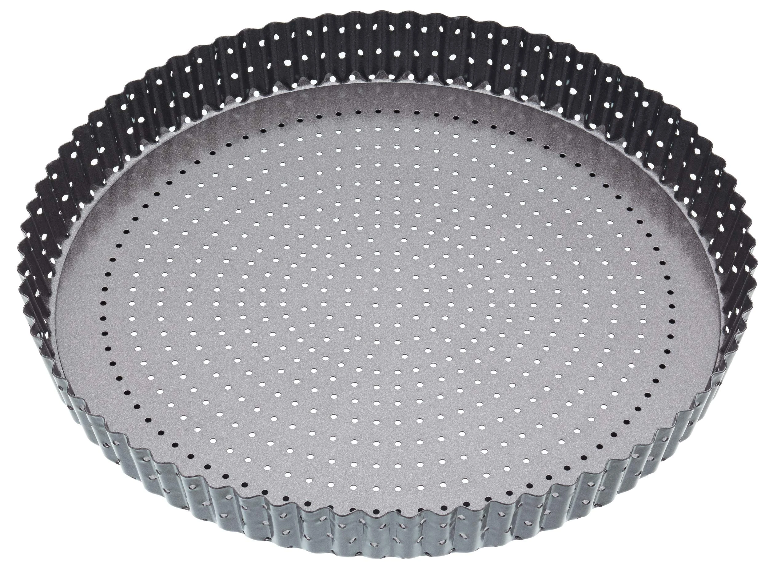 MasterClass Crusty Bake 30 cm Quiche Tin with PTFE, PFOA and BPA Free Non Stick, Robust 1 mm Carbon Steel, Loose Bottom, Fluted, Perforated, Grey