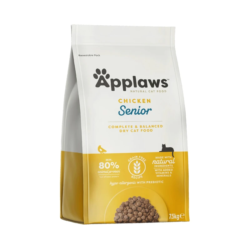 Applaws Complete Natural and Grain Free Dry Cat Food, Chicken for Senior Cats, 7.5 kg Bag